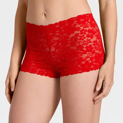 Women's All Over Lace Boy Shorts Underwear - Auden™ Red L | Target