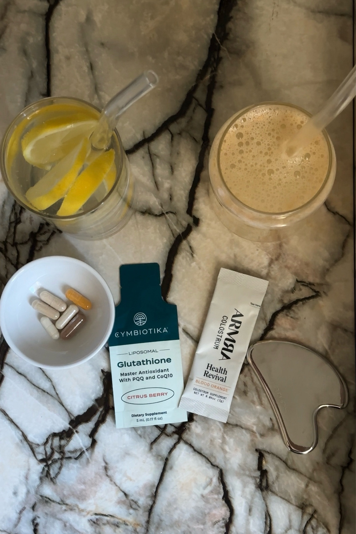 Morning lineup. Inner wellness= outer glow ✨🤍  #skincare #wellness #supplements 

#LTKBeauty