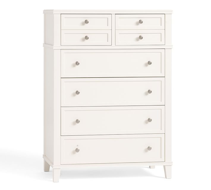 Clara 6-Drawer Tall Dresser, Sky White | Pottery Barn (US)