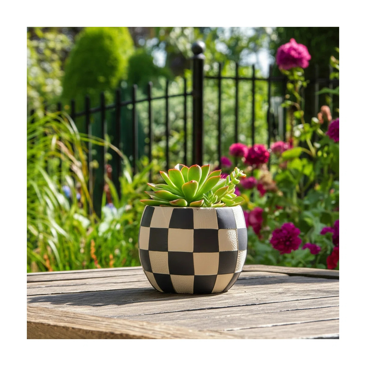 Planter Pottery Cement with Handcrafted Textured Checkered Design and Rounded Silhouette Featurin... | Wayfair North America