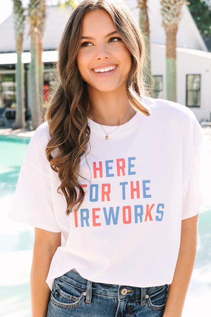 Here For The Fireworks White Graphic Tee | The Mint Julep Boutique