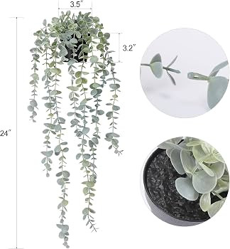 COCOBOO 1pcs Artificial Hanging Plants, Fake Potted Eucalyptus Faux Hanging Plant for Wall Room H... | Amazon (US)