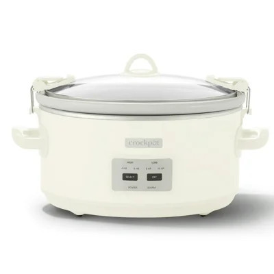 Crock Pot 7 Quart Oval Electric Programmable Slow Cooker With Thermal Bag in Oatmilk Cream | Wayfair North America