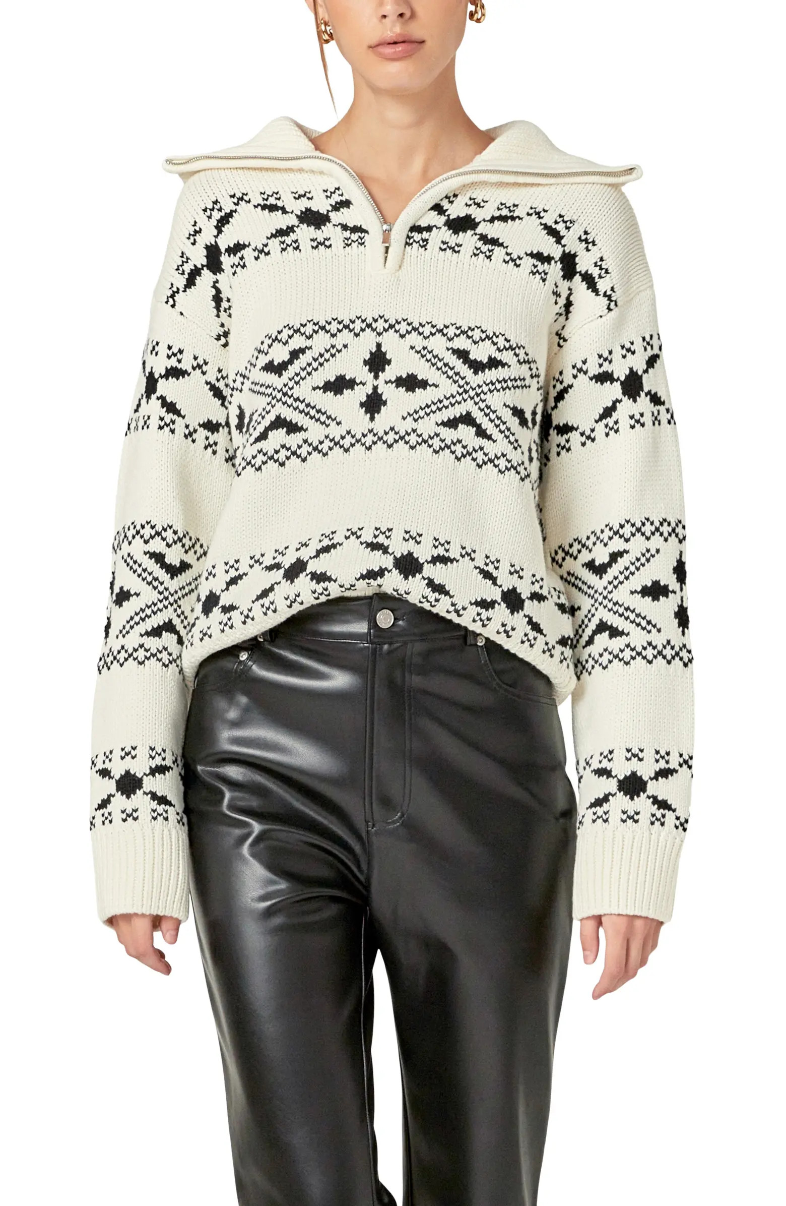 Patterned Half Zip Sweater | Nordstrom
