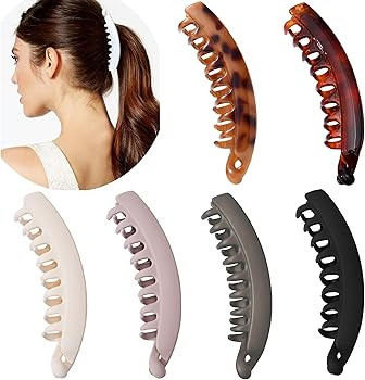 6 Pieces Large Banana Clips Hair Big Banana Hair Clips for Thick hair,Non-slip Ponytail Holder Cl... | Amazon (US)