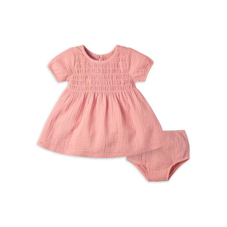 Modern Moments by Gerber Baby Girl Gauze Dress with Diaper Cover, 2-Piece, Sizes 0/3M -24M | Walmart (US)