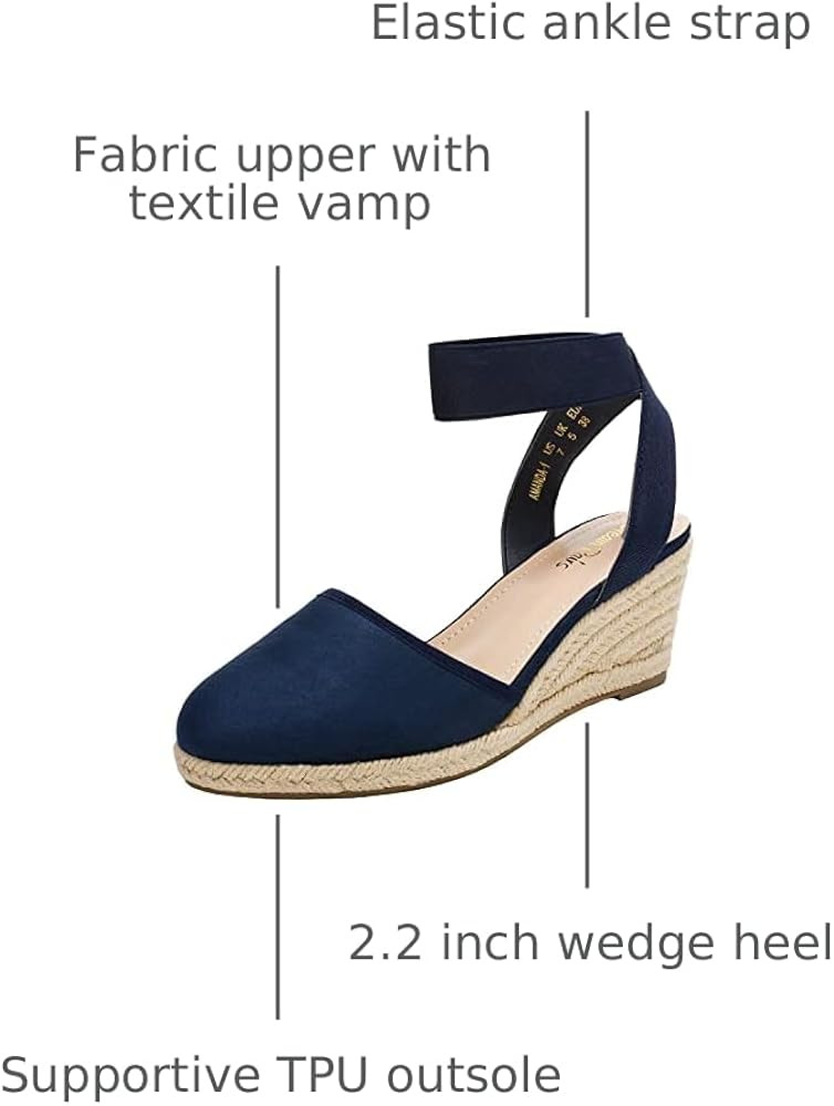 DREAM PAIRS Women's Elastic Ankle Strap Espadrilles Wedge Sandals | Amazon (US)