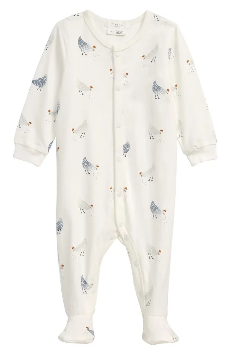 FIRSTS by Petit Lem Chicken Fitted One-Piece Stretch Organic Cotton Footie | Nordstrom | Nordstrom Canada