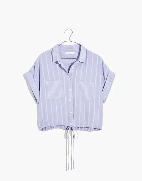 Linen-Blend Button-Up Drawstring Shirt in Stripe-Play | Madewell