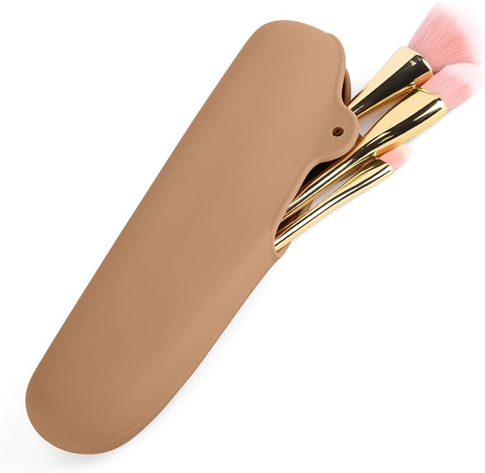 FAN HOME Travel Makeup Brush Holder, Portable Silicone Cosmetic Brush Pouch Case with Anti-fall S... | Amazon (US)
