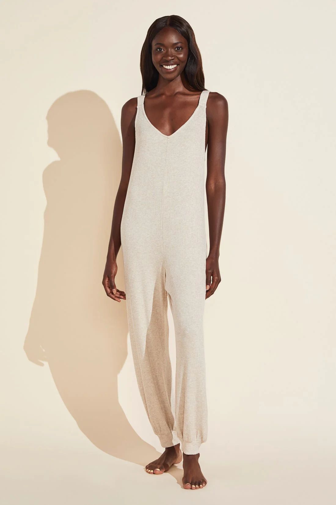 Elon Relaxed Rib Jumpsuit - Oatmeal - Eberjey | Eberjey