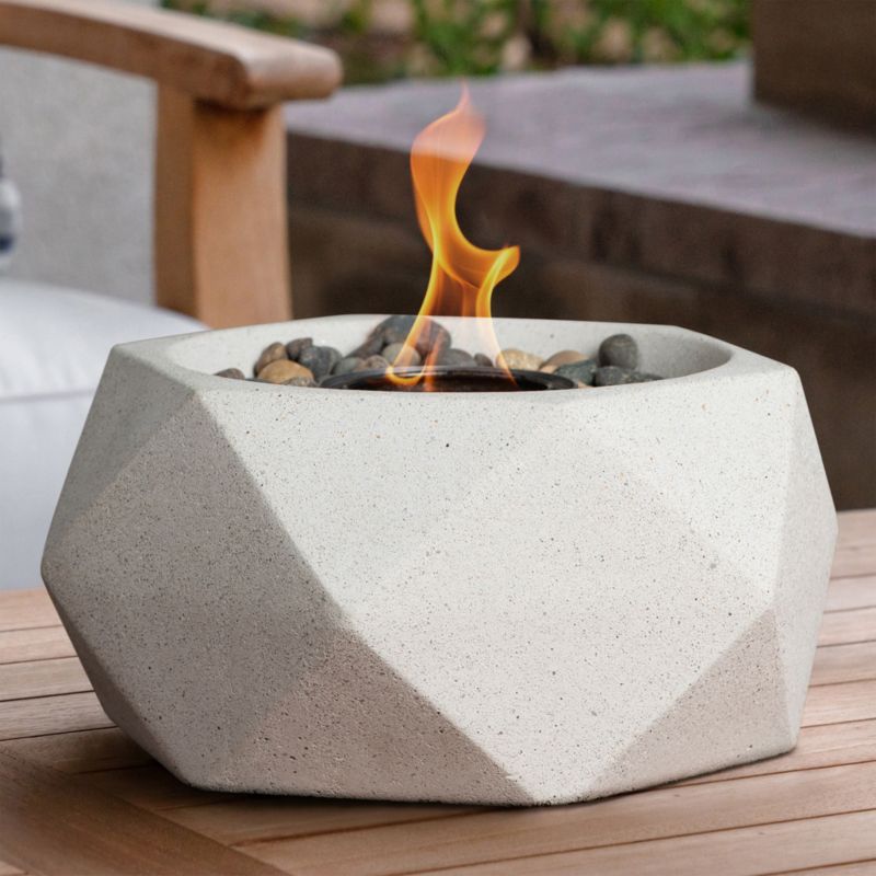 TerraFlame Geo Antique White Outdoor Tabletop Fire Bowl | Crate & Barrel | Crate & Barrel