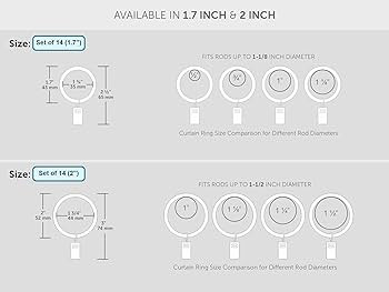 Ivilon Drapery Curtain Clip Rings - Clips Ring for Panels 1.7", Set of 14 Warm Gold | Amazon (US)