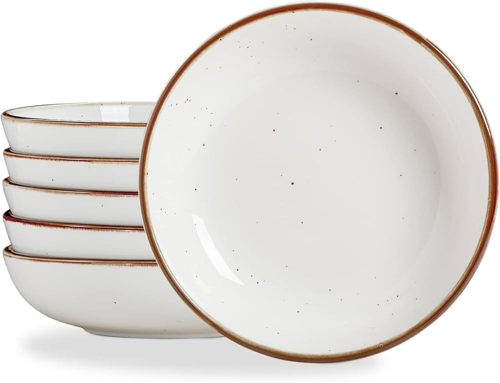 ONEMORE 30 Oz Porcelain Salad Pasta Bowls, Shallow & Wide Bowls Plates Set of 6, Large Ceramic Se... | Amazon (US)