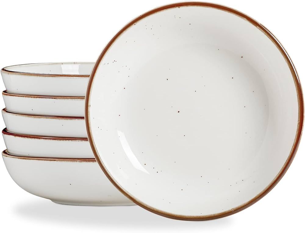 ONEMORE 30 Oz Porcelain Salad Pasta Bowls, Shallow & Wide Bowls Plates Set of 6, Large Ceramic Se... | Amazon (US)