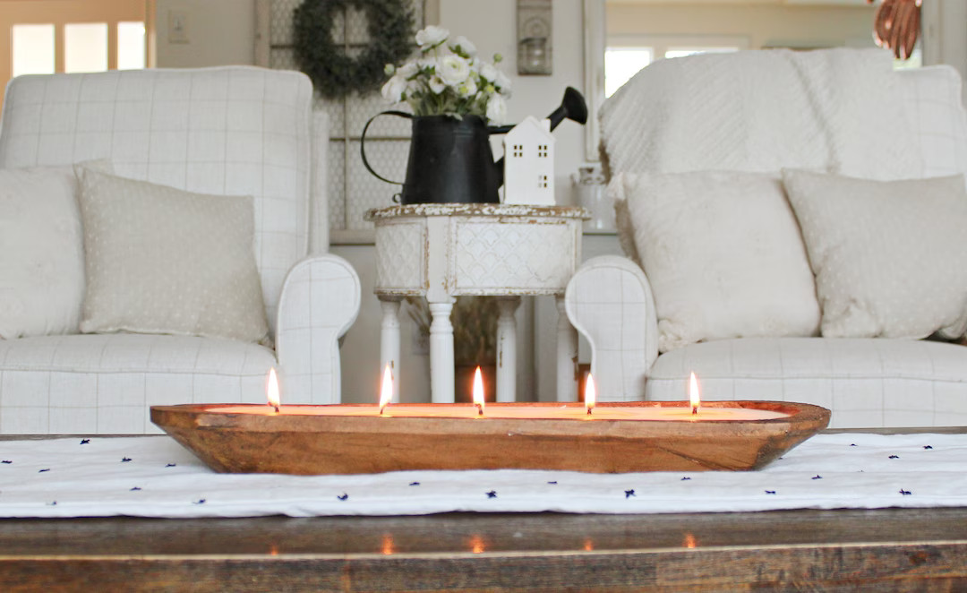 Long wooden Dough Bowl Candle / 5 wick Wood Bowl Candle / Bread Bowl Candle / Pure Soy Candle / S... | Etsy (US)