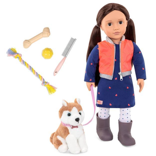 Our Generation Leslie with Plush Dog Husky 18" Doll & Pet Set | Target