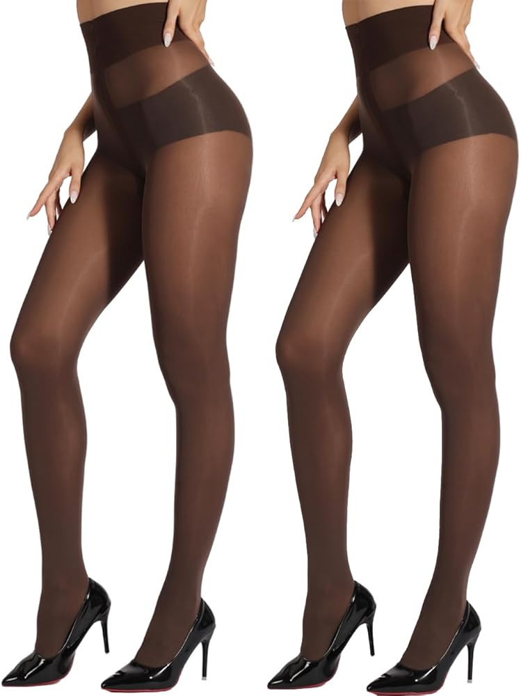 2 Pairs Indestructible Tights for Women,Rip Resistant Pantyhose, 40D Semi Sheer Control Top High ... | Amazon (US)