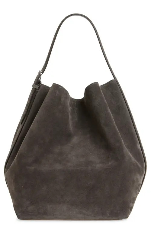 TOTEME Belt Strap Suede Hobo Bag in Granite at Nordstrom | Nordstrom