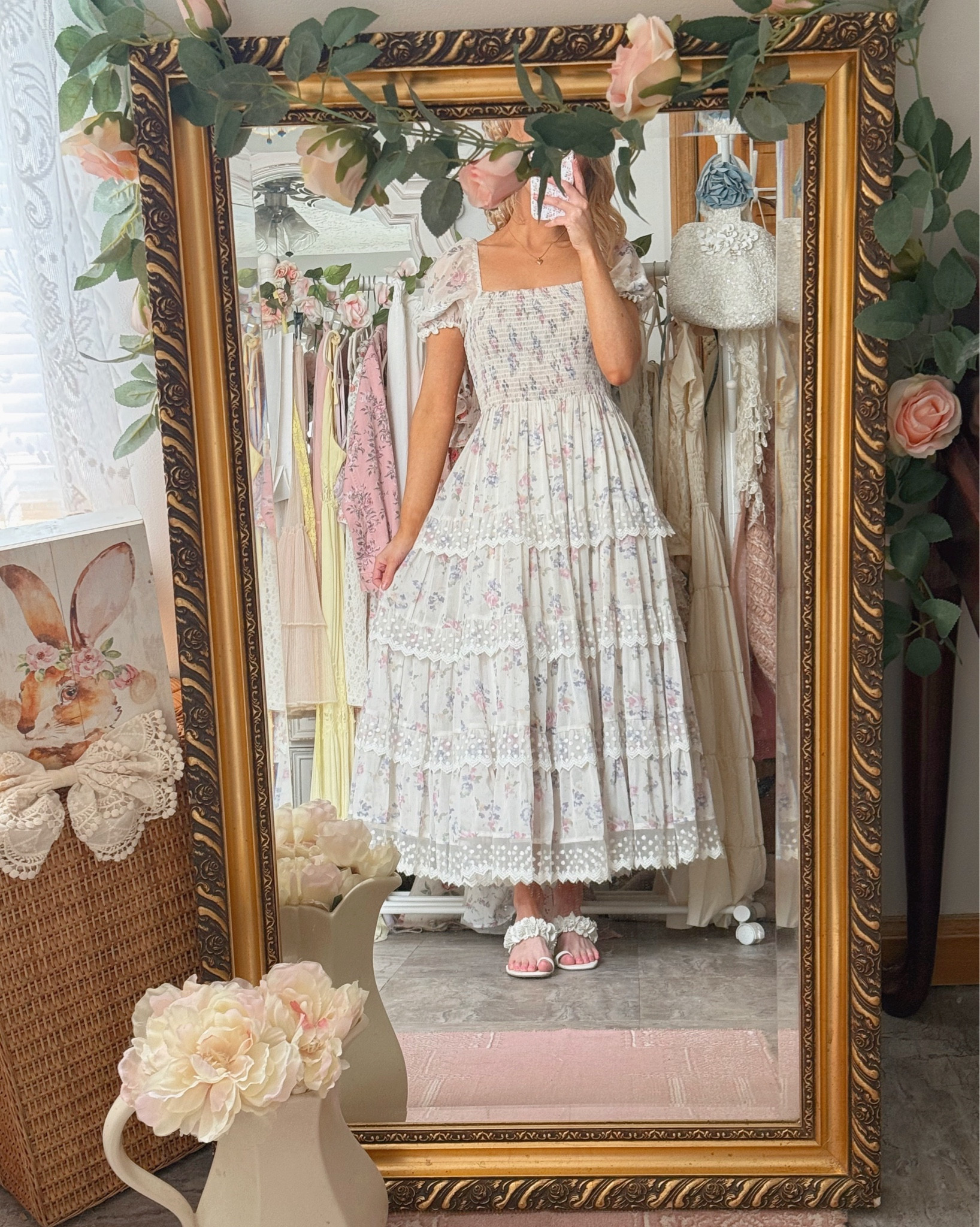 feminine soft floral Easter outfit 🤍🐇 🧺 

#LTKStyleTip #LTKFindsUnder100 #LTKShoeCrush