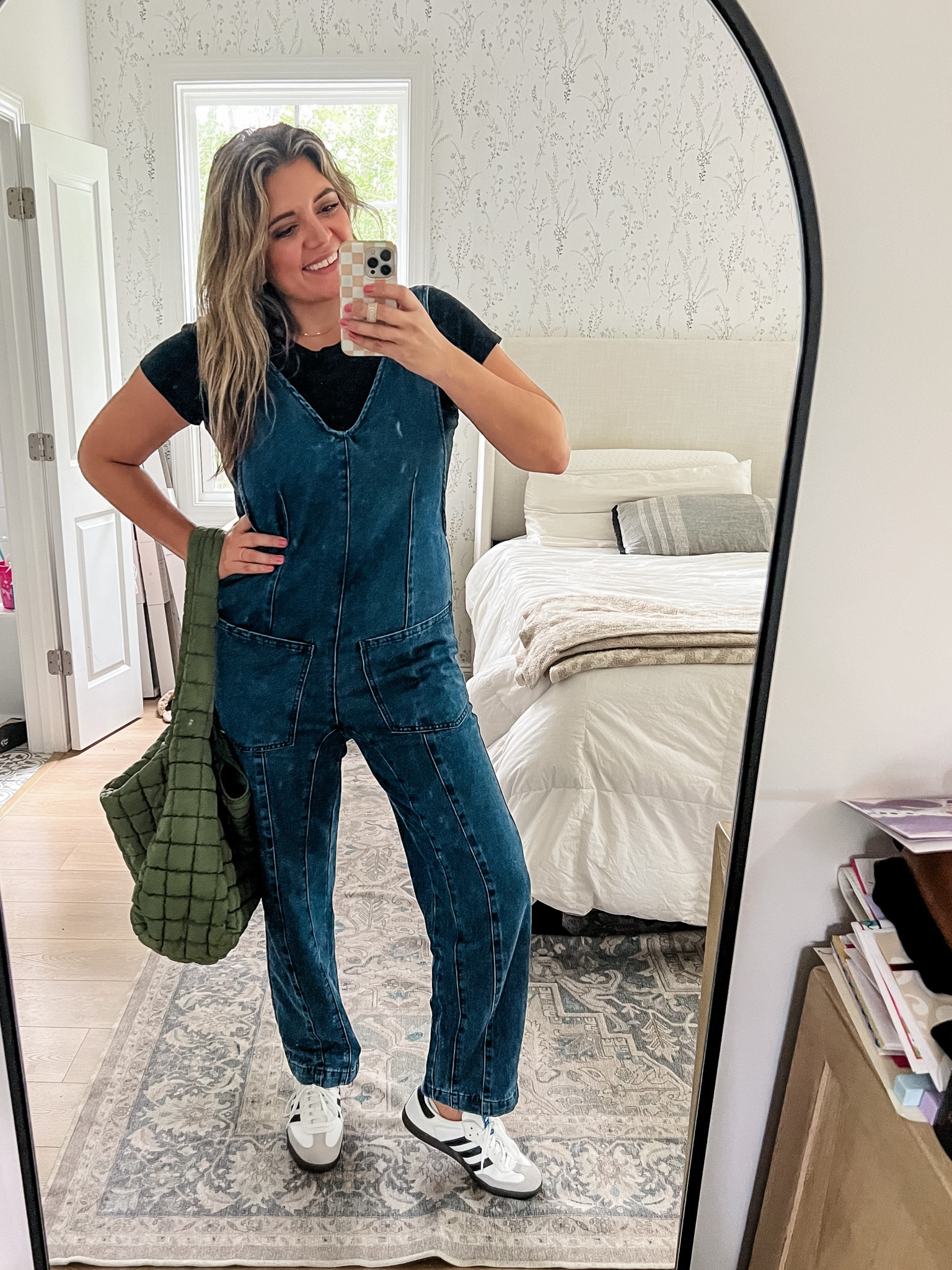 Today’s outfit. Free people Amazon find. Denim jumpsuit. I’m in a size large. I recommend sizing up. 

#LTKfindsunder50 #LTKfindsunder100