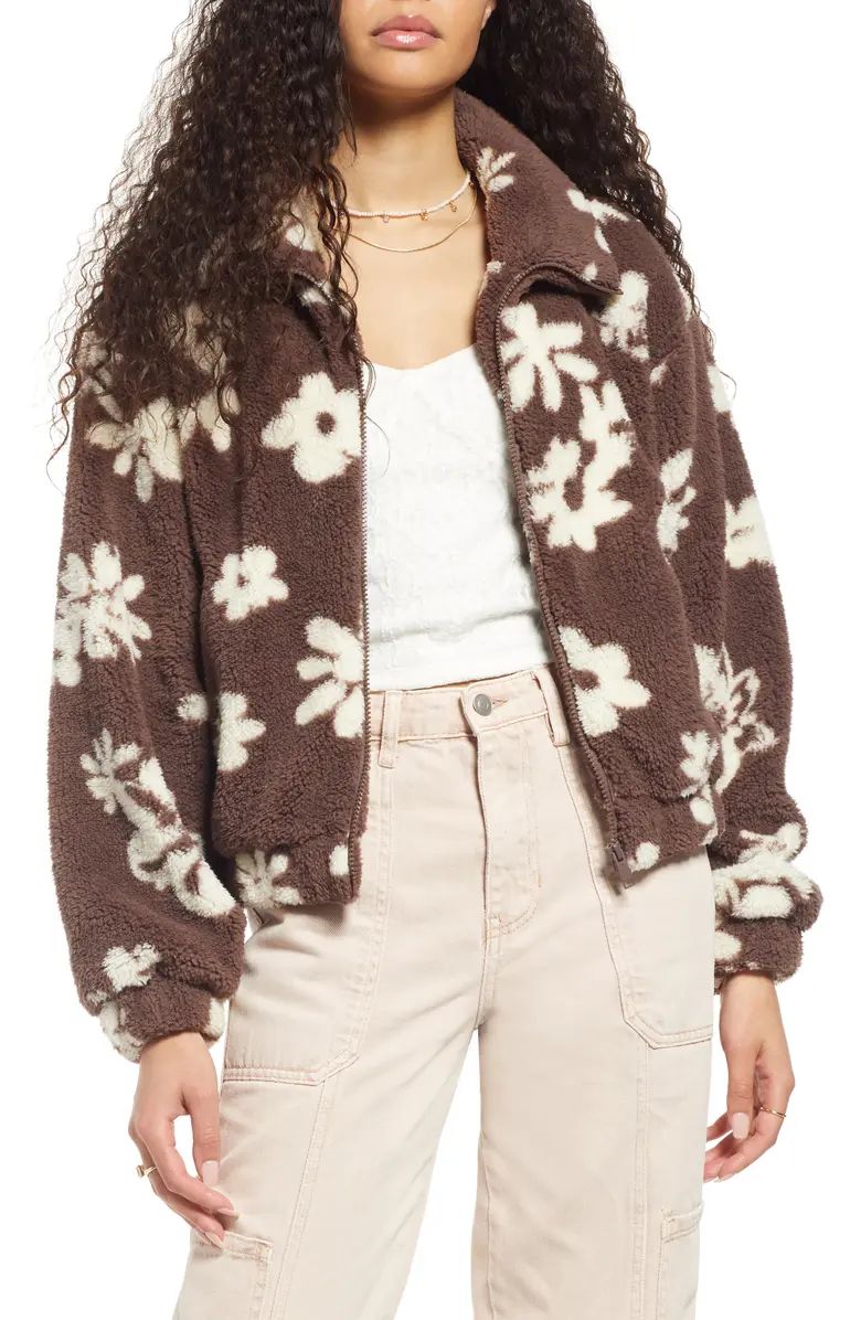 Floral High Pile Fleece Jacket | Nordstrom