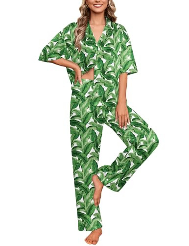 Ekouaer Silk Satin Pajamas Set Women Short Sleeve Pj Sets Button Down Sleepwear 2 Piece Soft Loun... | Amazon (US)