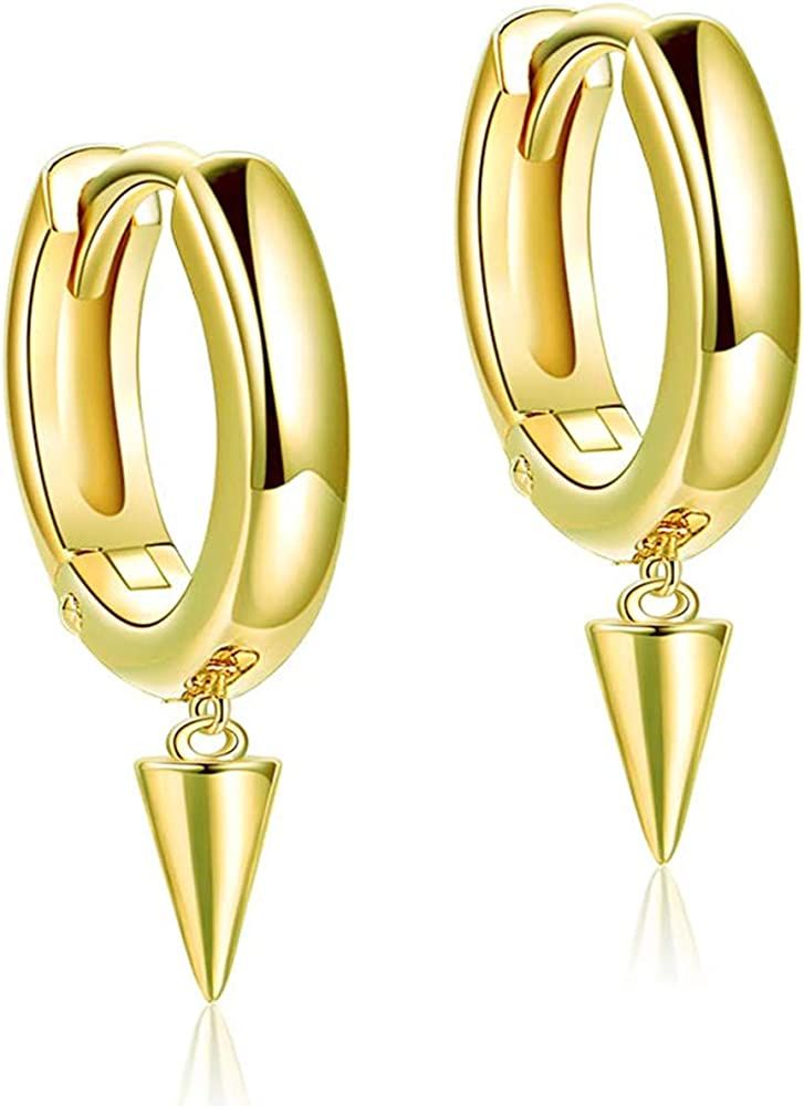 Thick Chunky Open Hoops Earrings, 14K Gold Plated Gold Hoop Earrings, Lightweight Tube Hoop for W... | Amazon (US)