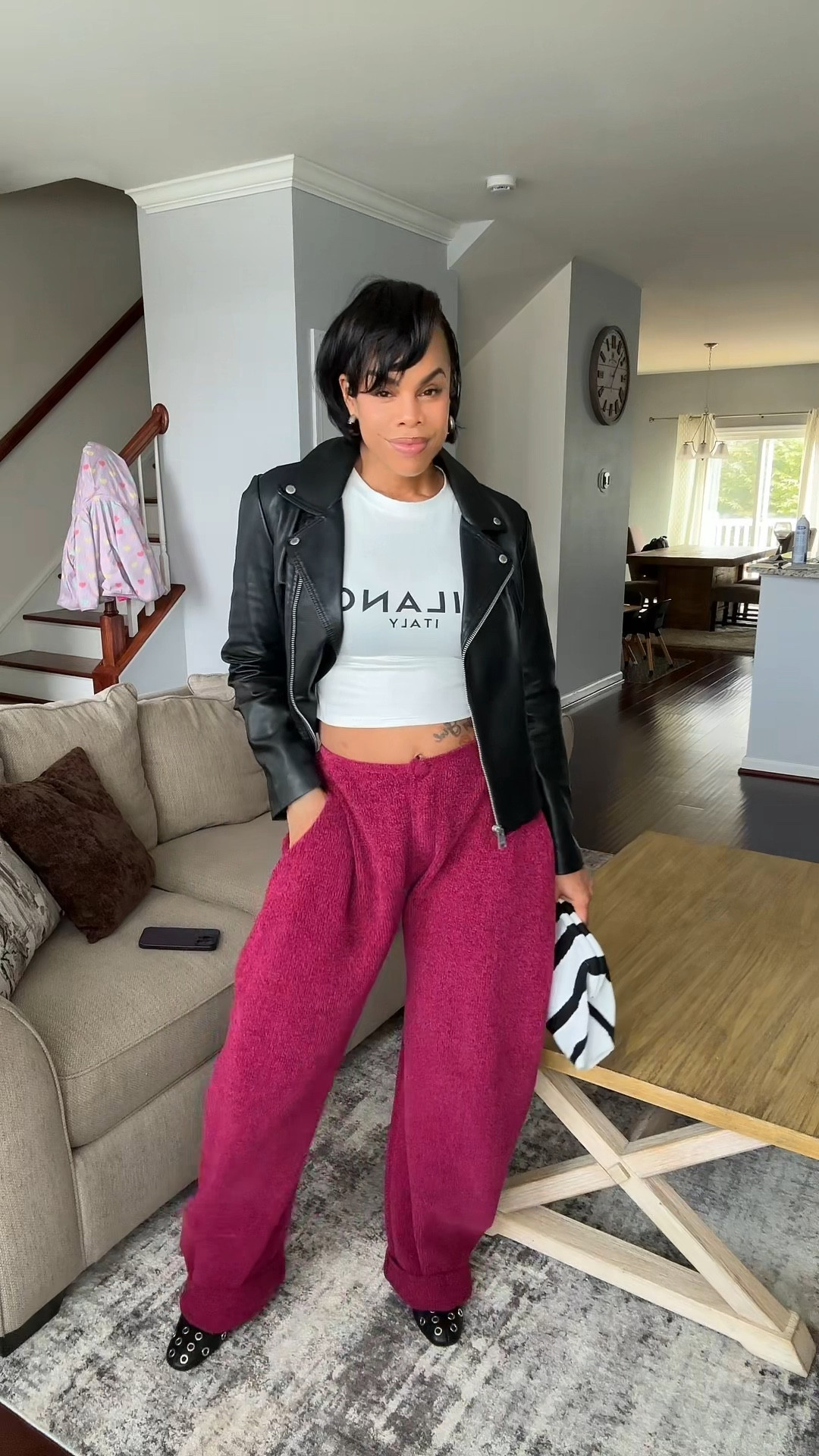 Pants are from Hanifa.  Boots are from Zara