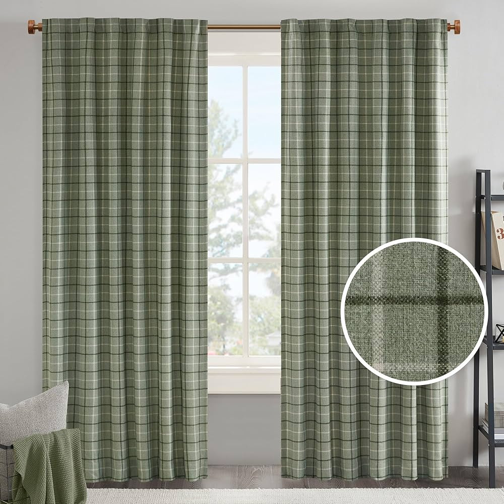 Madison Park Anaheim Cabin Plaid Curtain Window, Thermal Insulated Fleece Lining, Living Room Dec... | Amazon (US)