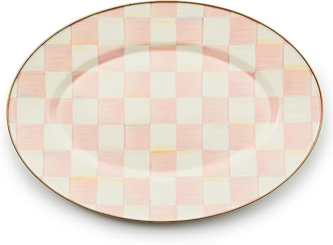 MACKENZIE-CHILDS Enamel Oval Platter, Serving Plate for Entertaining, Small, Pink-and-White Rosy ... | Amazon (US)