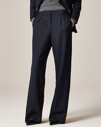 Relaxed-fit pleated pant in pinstriped wool blend | J. Crew US