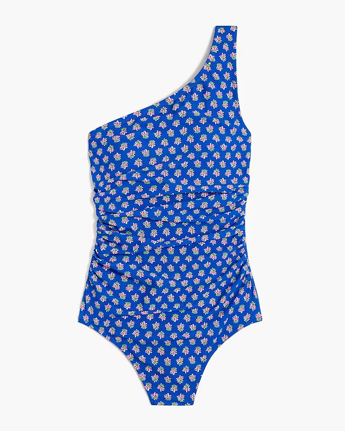 Printed ruched one-shoulder swimsuit | J.Crew Factory