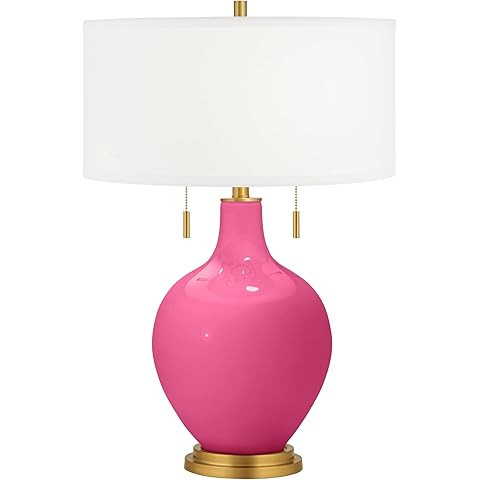 Color + Plus Toby 28" Tall Modern Glass Table Lamp Pull Chain French Burgundy Gold Brass Accents ... | Amazon (US)