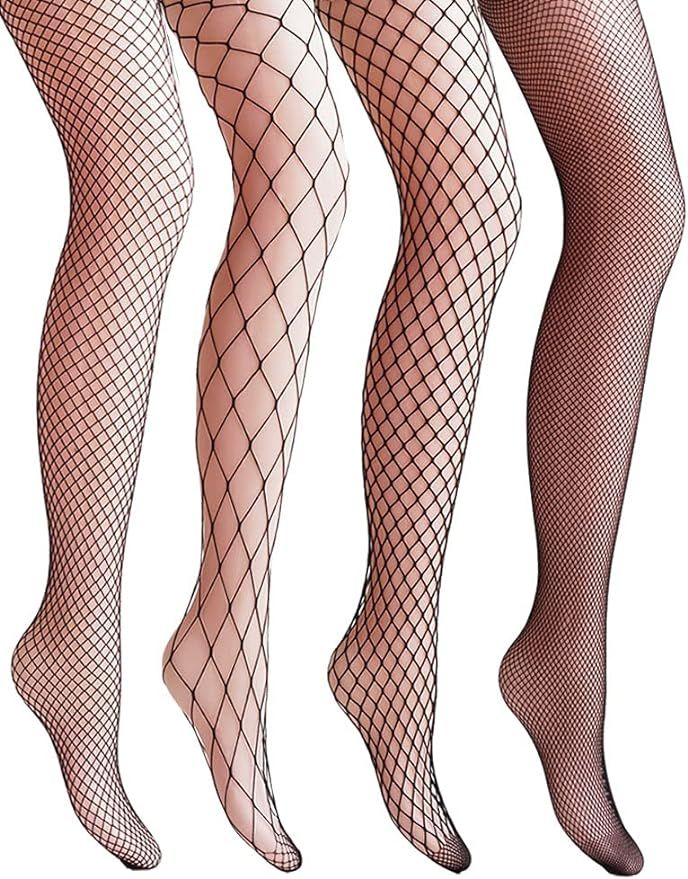 VERO MONTE Women Patterned Fishnets Tights Small Hole Thigh High Sexy Stockings | Amazon (US)