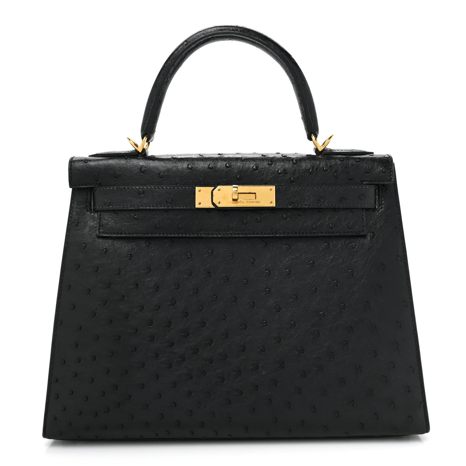 Ostrich Kelly Sellier 28 Black | FASHIONPHILE (US)