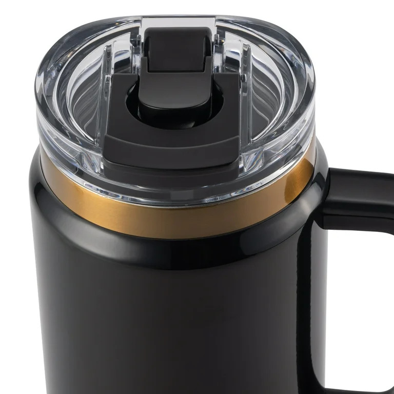 Thyme & Table 32 fl oz Stainless Steel Luna Tumbler with Handle and Dual Straw Lid, Black | Walmart (US)