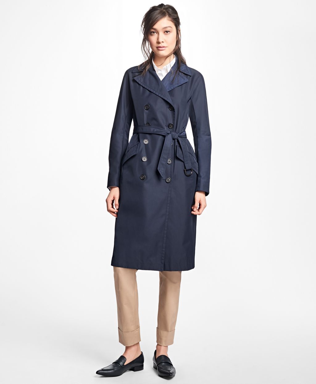 Brooks Brothers Women's Petite Water-Resistant Double-Faced Twill Trench Coat | Brooks Brothers