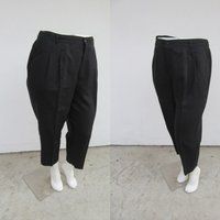 Plus Size 90S Black Minimalist Pleated High Waist Trousers Slacks | Low Maintenance Wash & Wear Secr | Etsy (US)