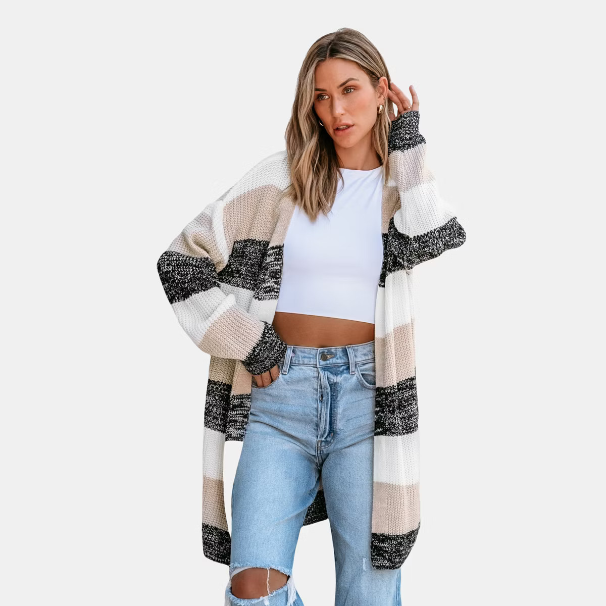 Women's Striped Knit Longline Cardigan - Cupshe | Target