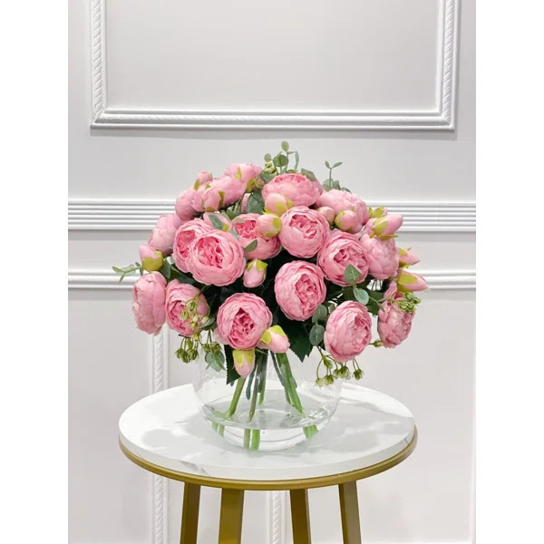 Real Touch Blush Pink Rose Arrangement – French Country Artificial Flowers For Home Décor | Wayfair North America
