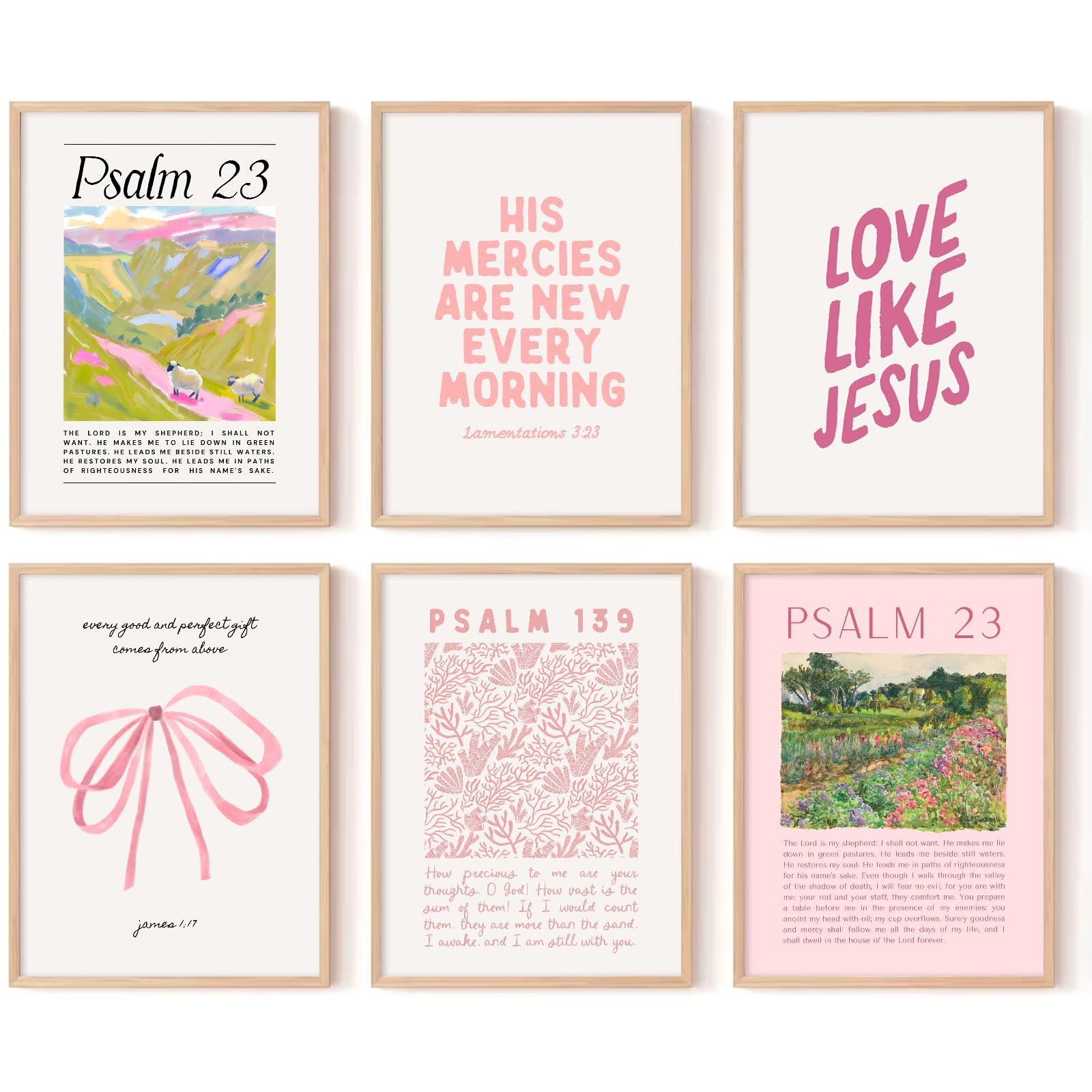Pink Christian Wall Art Bible Verse Canvas Poster Floral Wall Decor Religious Pictures Girls Room... | Amazon (US)