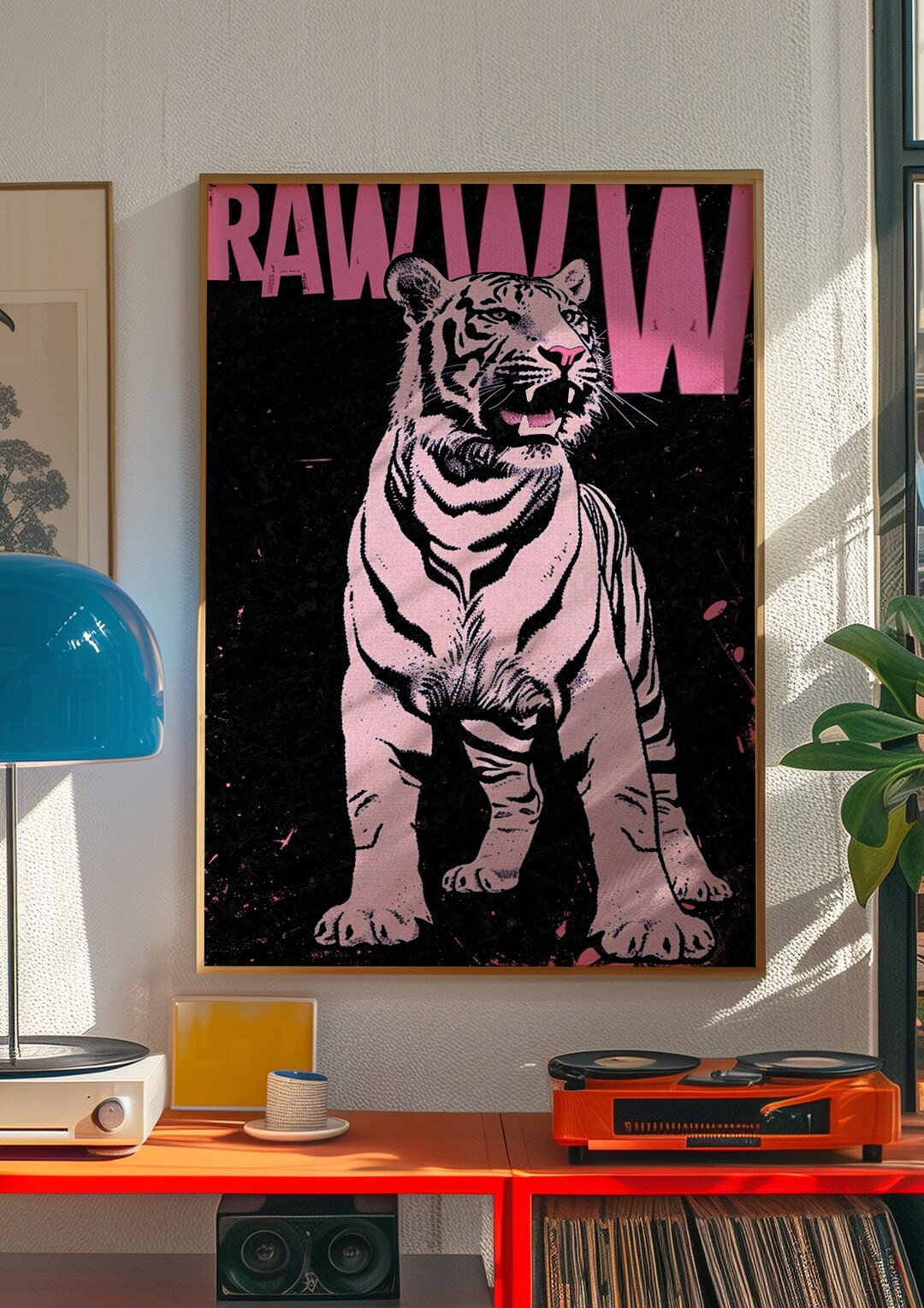Tiger Poster, Retro Poster, Black Wall Art, Dopamine Decor, Dorm Wall Decor, Kitsch Aesthetic Art... | Etsy (US)