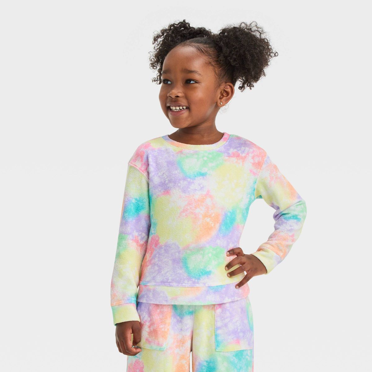 Toddler Girls' Rainbow Tie-Dye Fleece Sweatshirt - Cat & Jack™ | Target