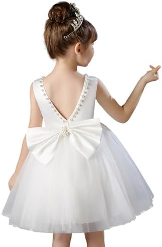 Flower Girl Dress Kids Satin Tulle Wedding Guest Party Birthday Bridesmaid Communion Pageant Prom... | Amazon (US)