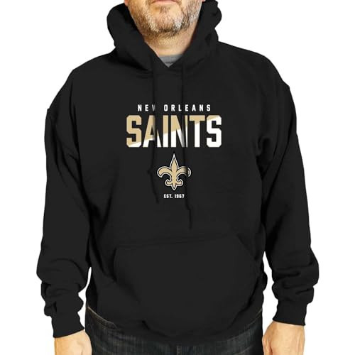Team Fan Apparel Adult NFL Diagonal Fade Fleece Hooded Sweatshirt - Unisex Tagless - Officially Licensed Football Pullover (New Orleans Saints - Black, Medium) | Amazon (US)
