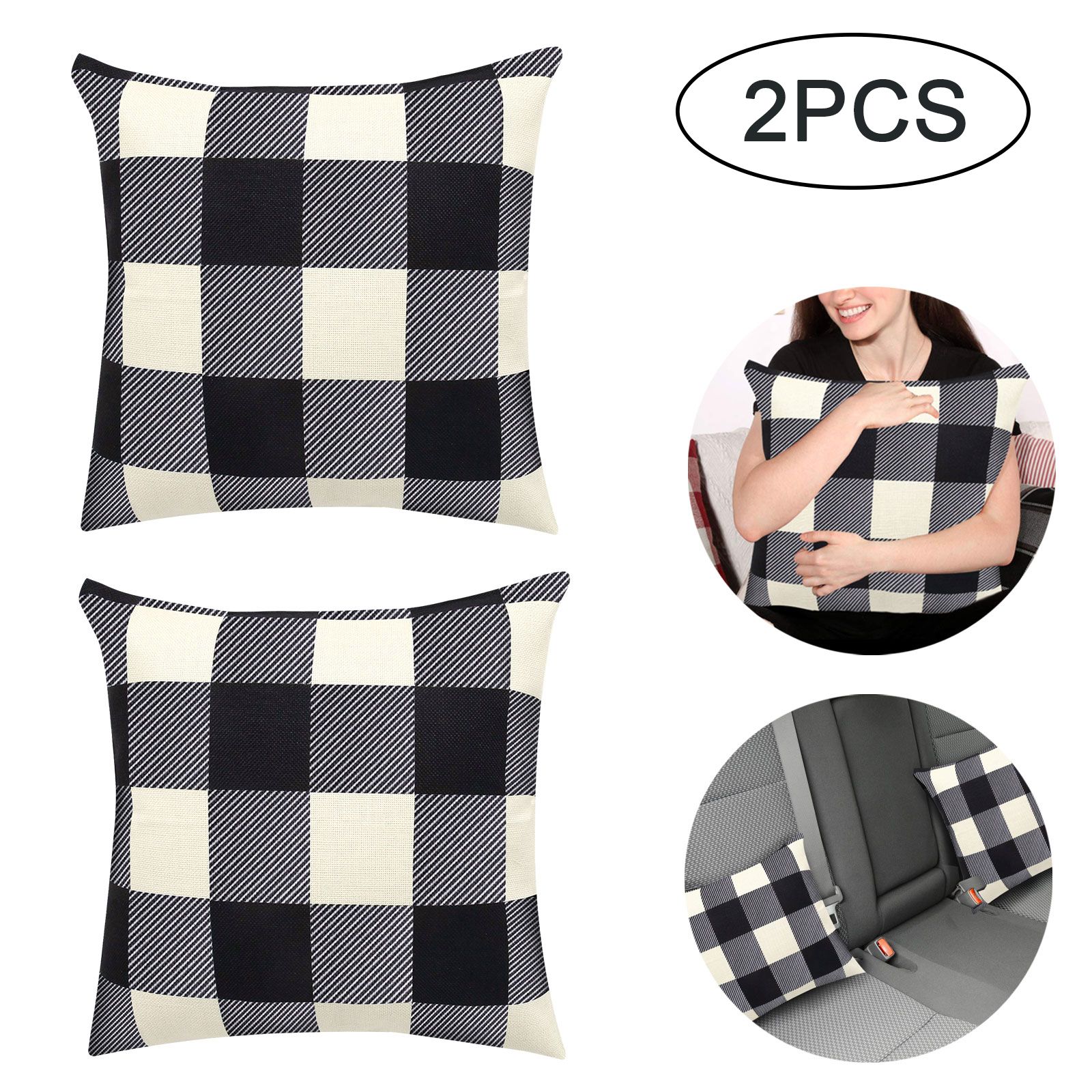 TSV 4/2pcs Checkered Pillowcase, Farmhouse Buffalo Check Plaid Throw Pillow Covers, Cushion Case ... | Walmart (US)