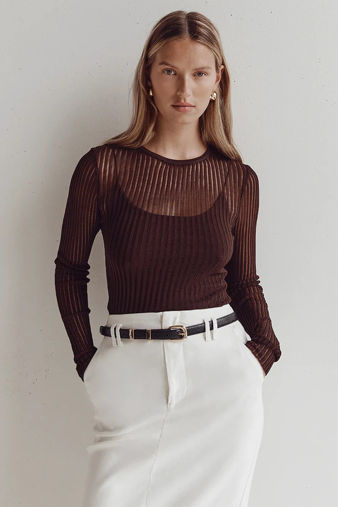 JOVIE CHOC LONG SLEEVE TOP | DISSH