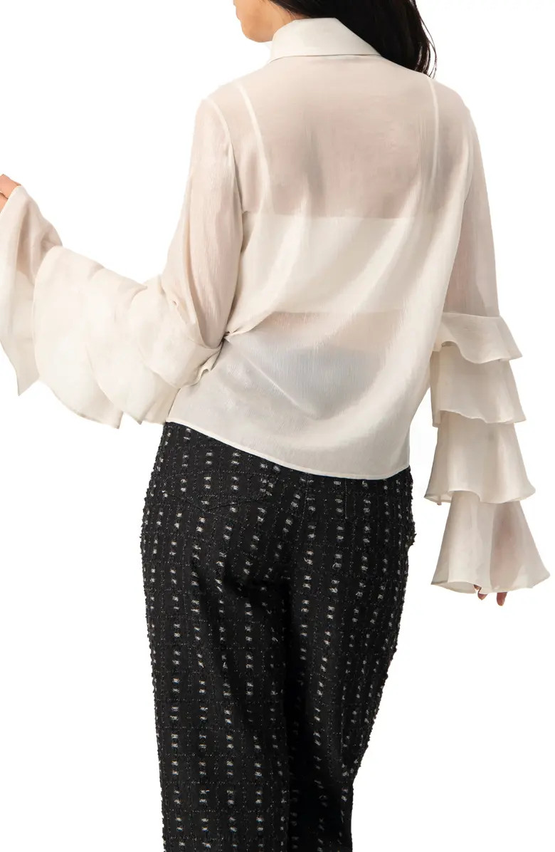 Sheer Shirt with Tiered Ruffle Sleeves | Nordstrom