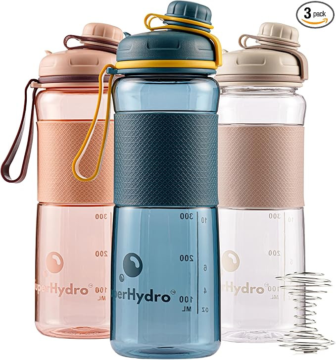 Super Hydro Sport Mixer Bottle [3 PACK] - 20 oz - BPA-Free, Non-Toxic, Durable, Leak Proof, Eco-T... | Amazon (US)